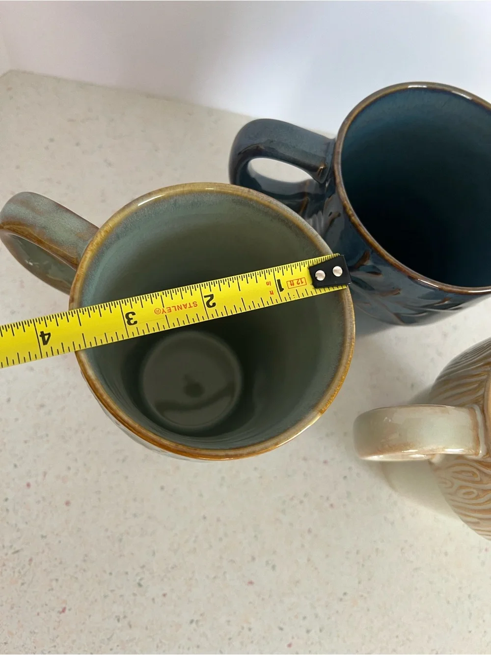 MercAsia Stackable Mugs Set of 3 Ceramic Stoneware Nesting Cups 16oz